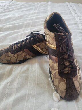 Classic Coach Jayme sneakers in the iconic khaki/brown signature canvas Sz 11